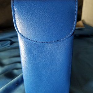 NEW ILI Blue Soft Leather Double Eyeglass Case